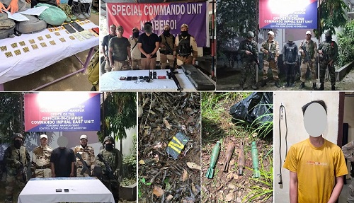 Multiple Arrests, Arms and Explosives Recovered in Manipur Security Operations