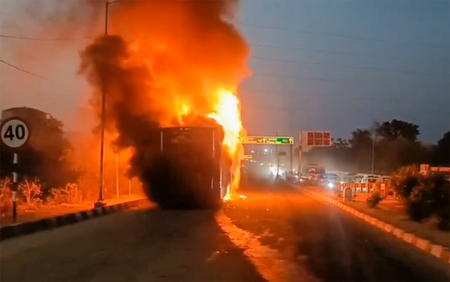 Amarnath Yatra: Rajasthan pilgrims escape unhurt after bus catches fire in J&K's Ramban