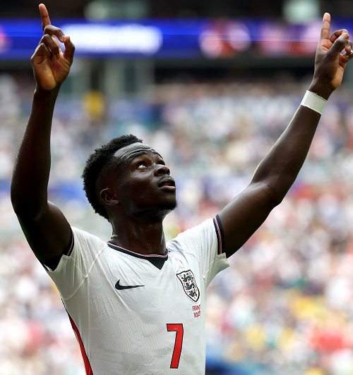 Saka 'proud' to join 'elite club' of England's World Cup hat-trick scorers