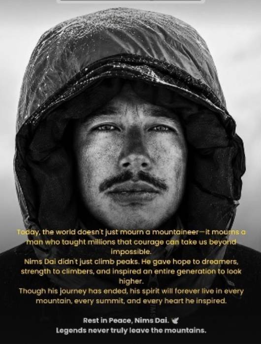 Actor Veera pays tribute to mountaineer Nims Dai; says, "Legends never truly leave the mountains"